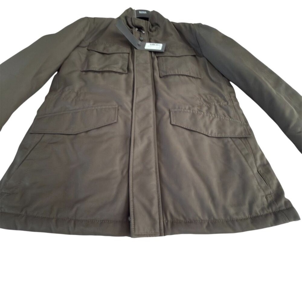 Hugo Boss Men's Dark Green Centin Cotton Quilted Parka, Sizes 38 - Picture 6 of 16